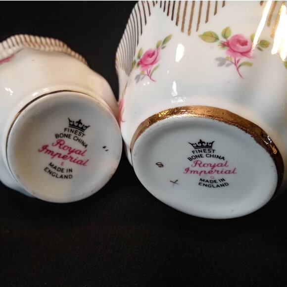 SALE Royal Imperial Sugar n Creamer Pink Roses 22k Gold - Picture 10 of 16
